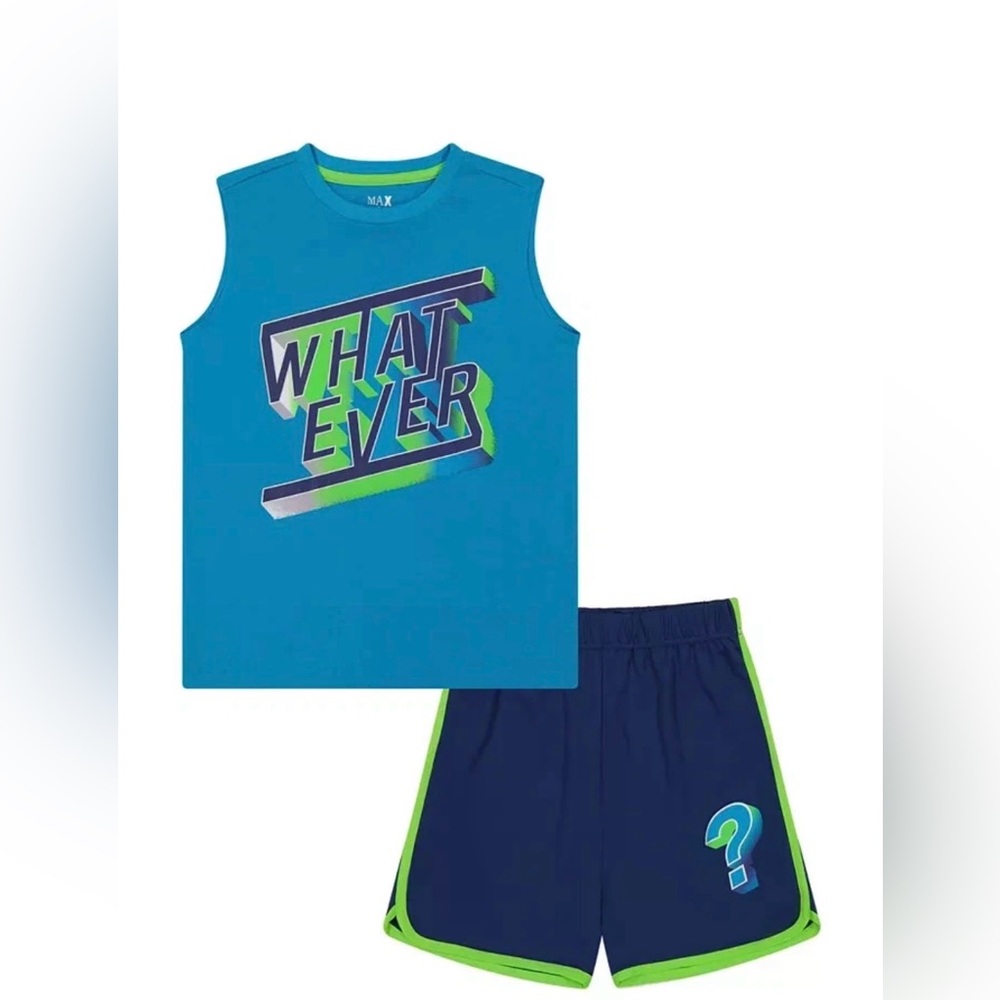 NWT Max & Olivia Big Boys Shorts & Muscle Sleeve Top Pajama Set Blue Large